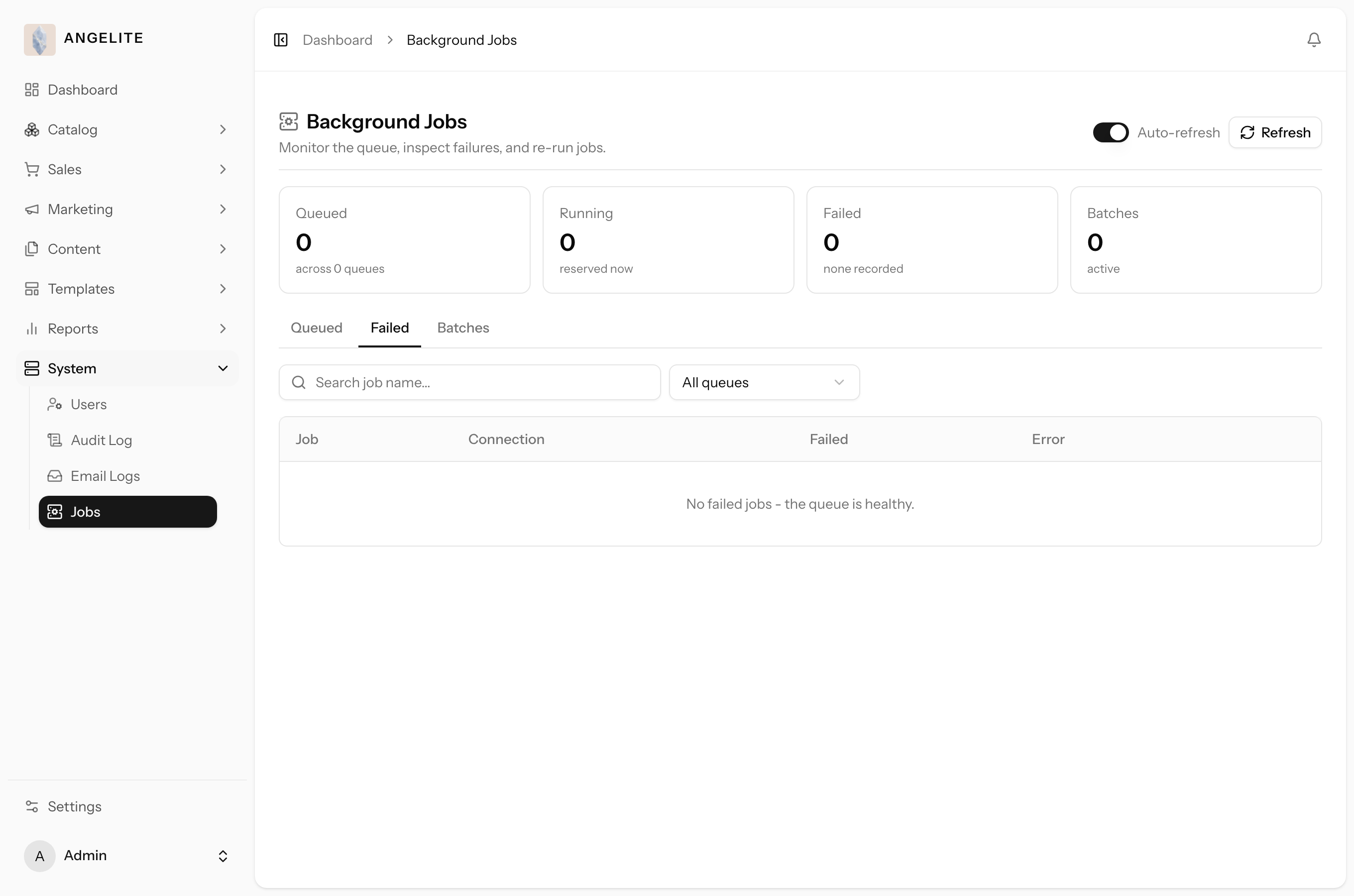 Admin background jobs monitor