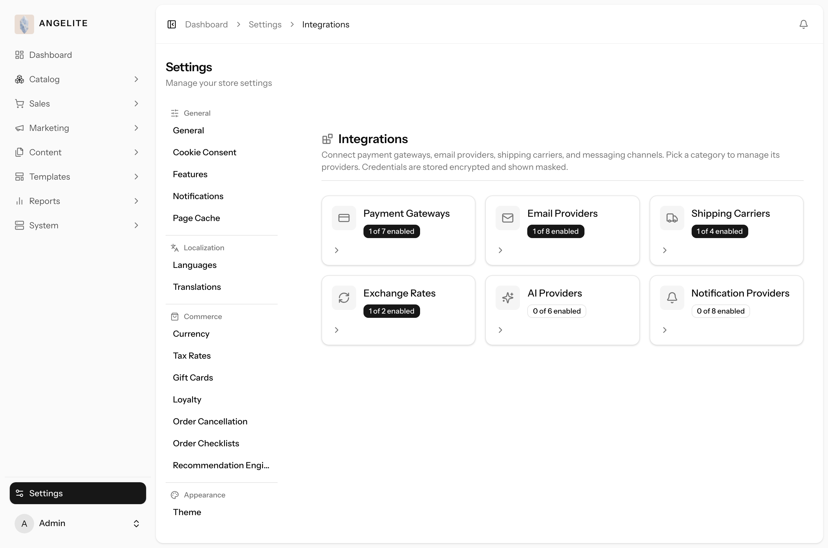 Admin integrations